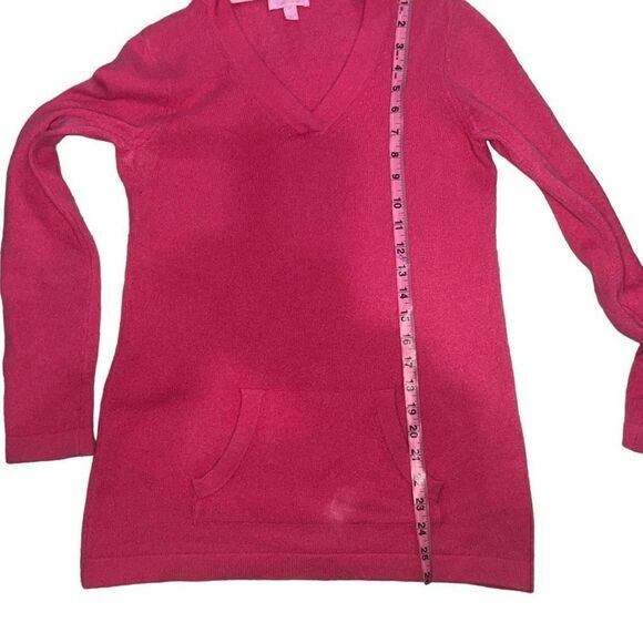 Lilly Pulitzer Sawyer Hooded Cashmere Hooded Sweater Bright Pink sz XS READ - Picture 6 of 11